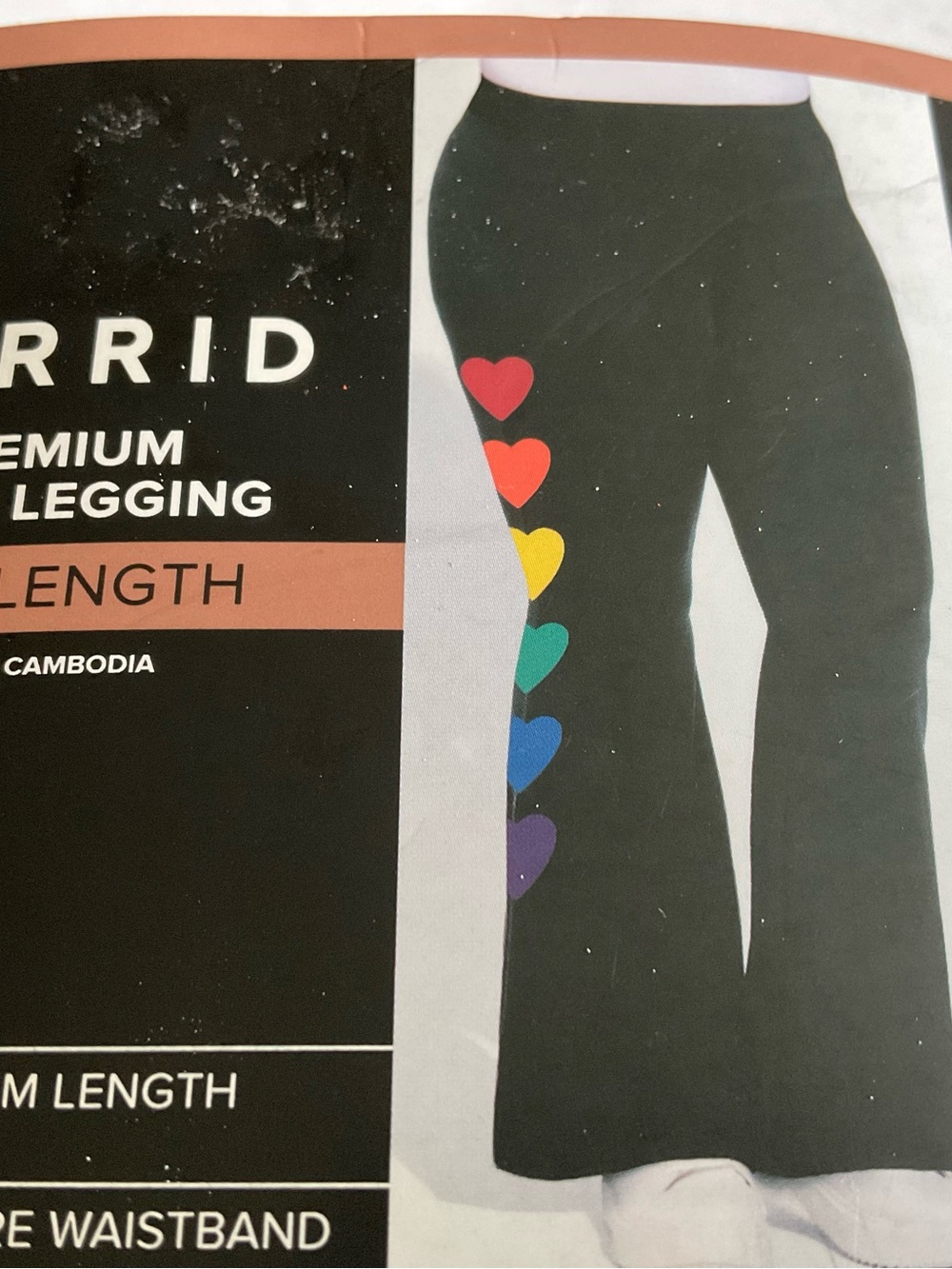 Torrid Black Leggings with Rainbow Heart Side Trim